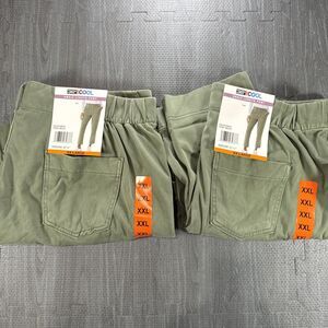 32 Degrees Cool 2 Pairs Womens Stretch Twill Ankle Length Cropped Pant Green XXL